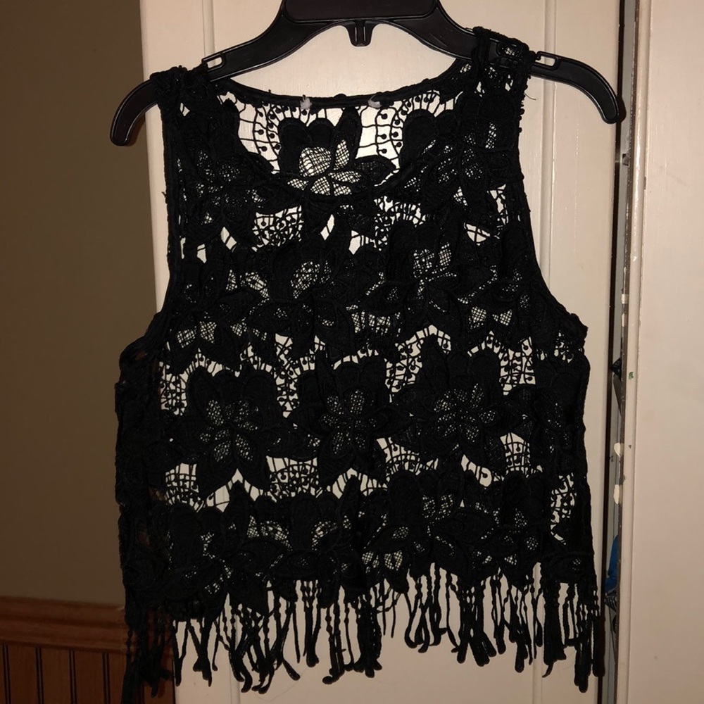 Crochet black top